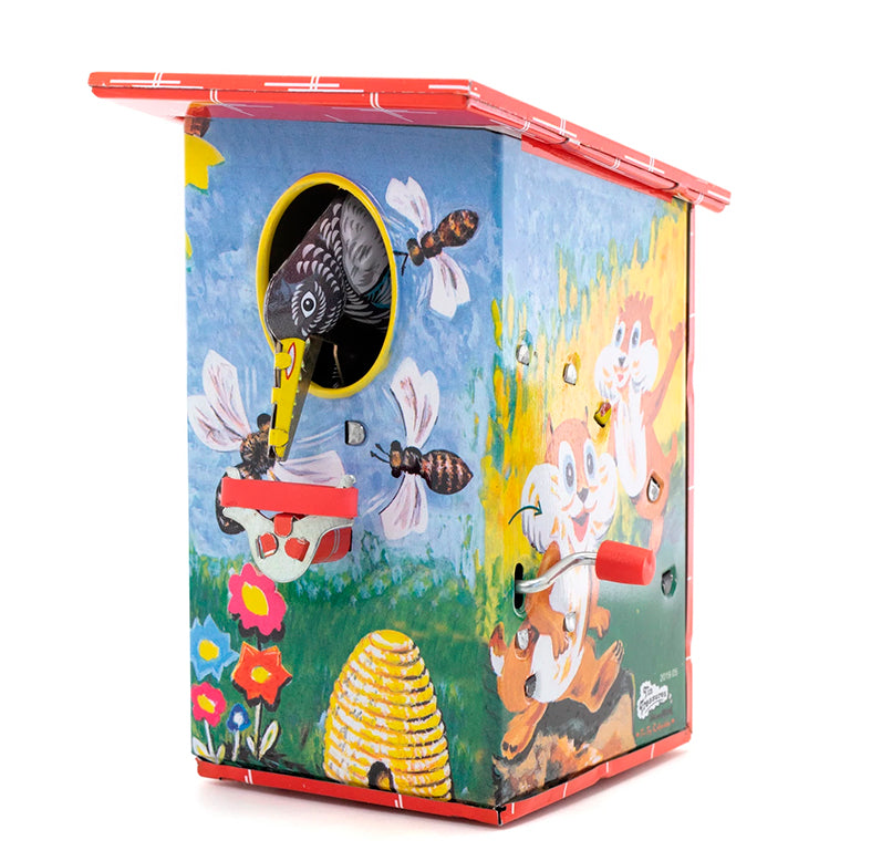 Hucha pájaro carpintero con casa de abejas