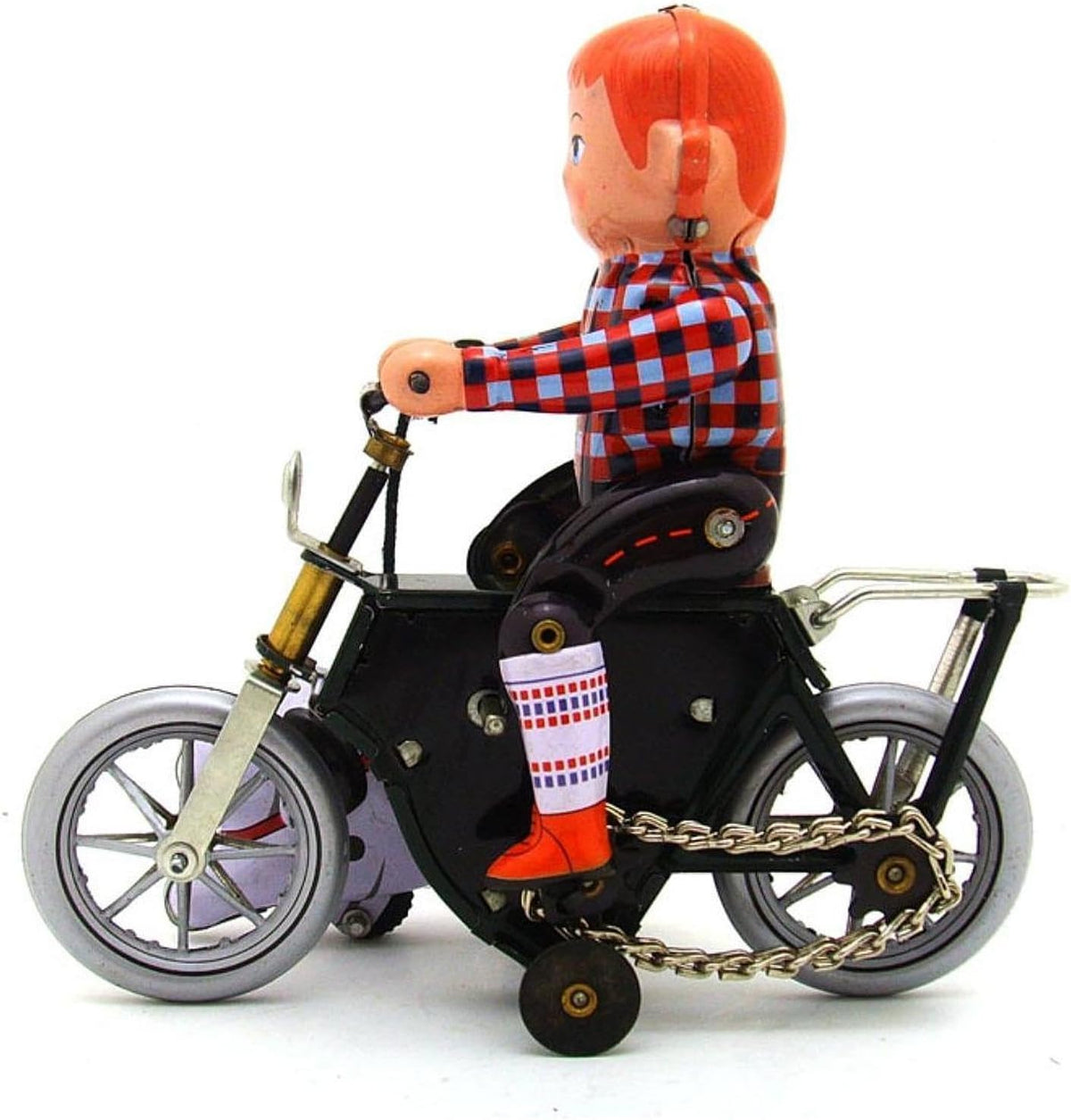 Niño en bicicleta con perro – Juguete de hojalata a cuerda