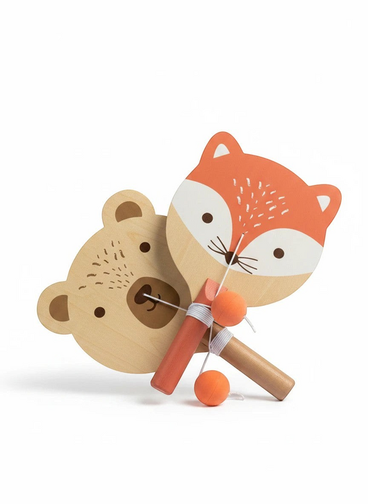 Juego De Pelota Y Paleta De Madera Con Motivos De Animales