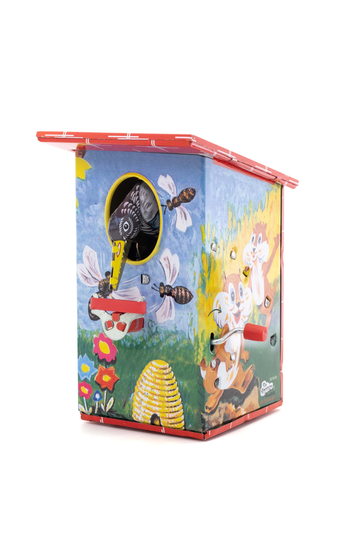 Hucha pájaro carpintero con casa de abejas