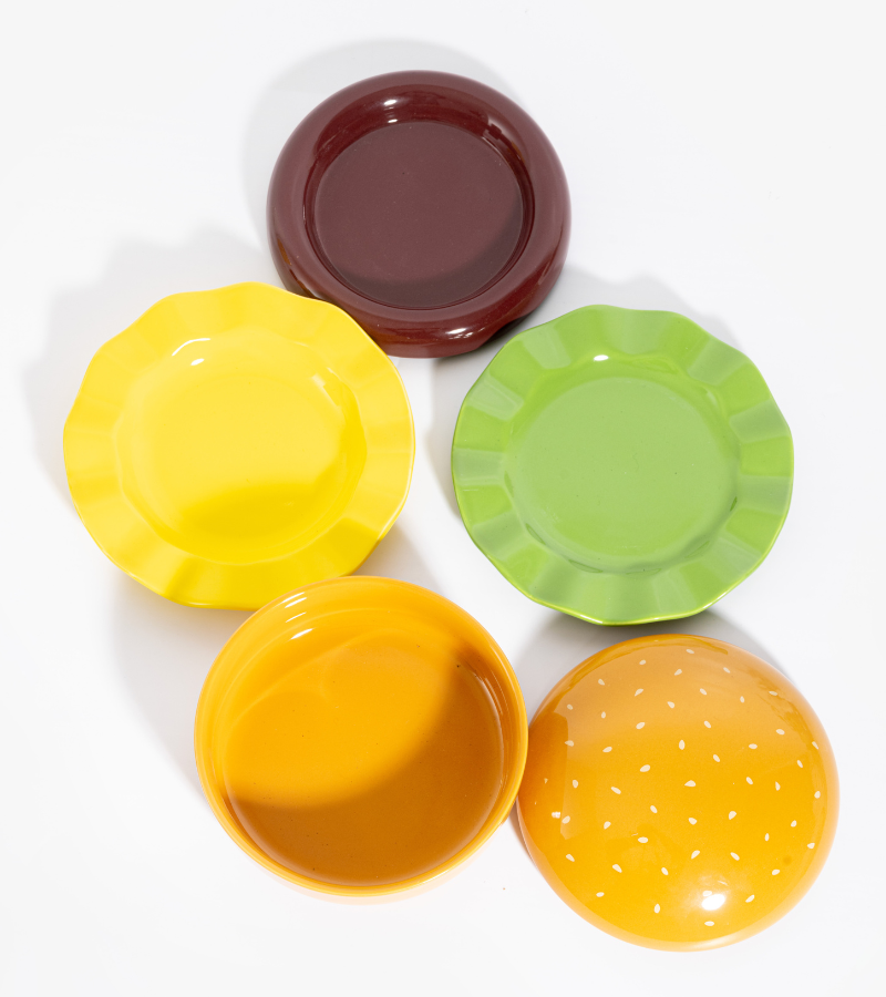 Juego de platos de hamburguesa