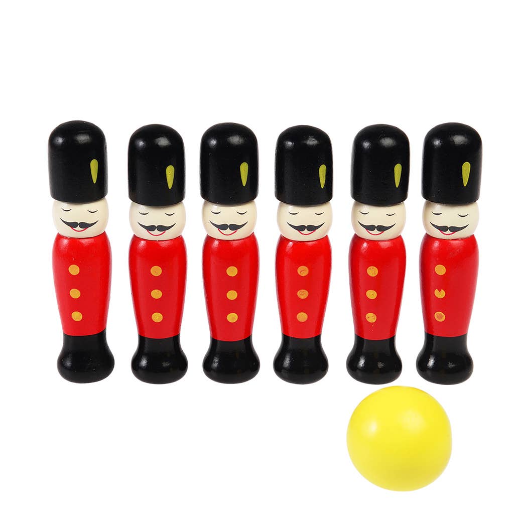 Juego de bolos, soldados de madera.