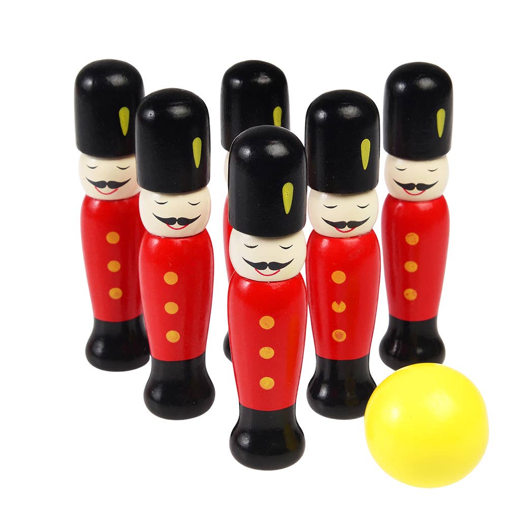 Juego de bolos, soldados de madera.