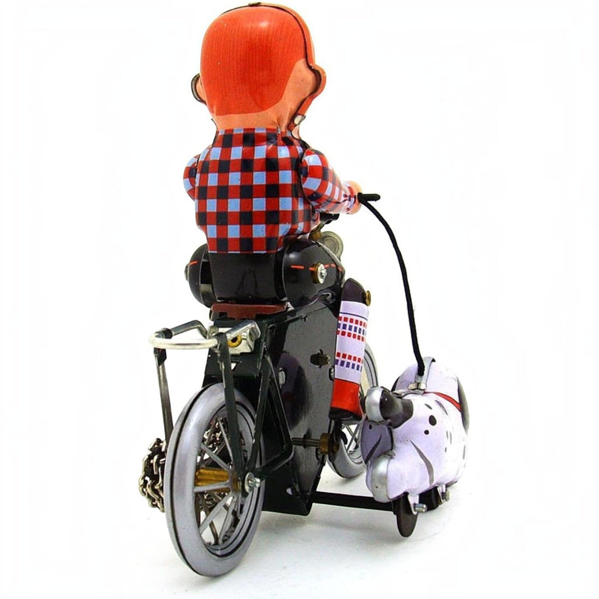 Niño en bicicleta con perro – Juguete de hojalata a cuerda