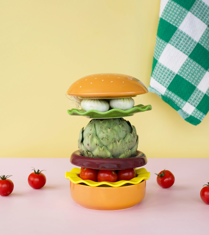 Juego de platos de hamburguesa