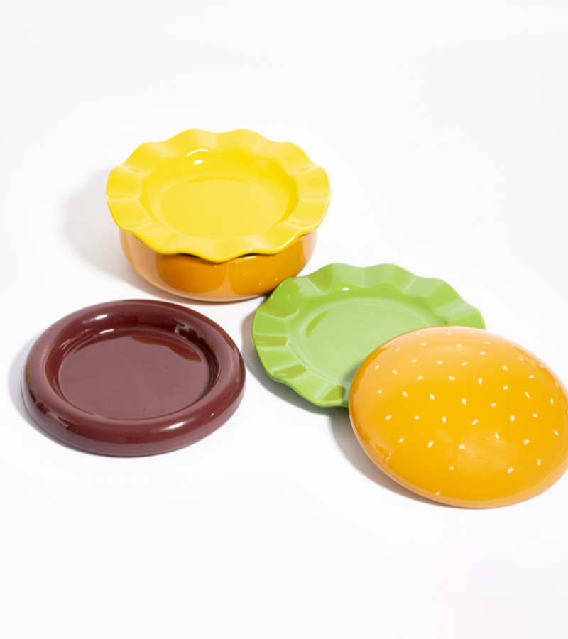 Juego de platos de hamburguesa