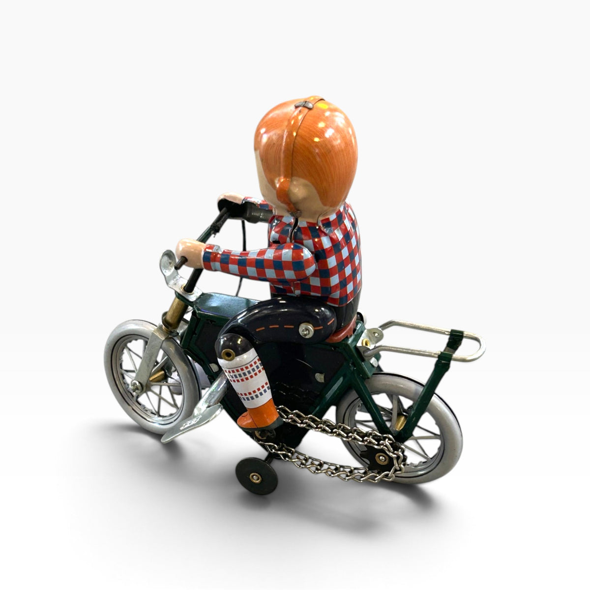Niño en bicicleta con perro – Juguete de hojalata a cuerda