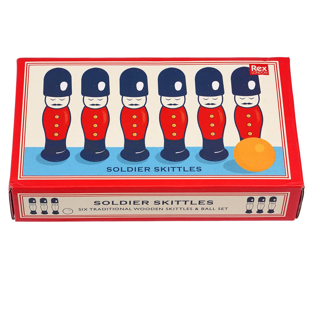 Juego de bolos, soldados de madera.