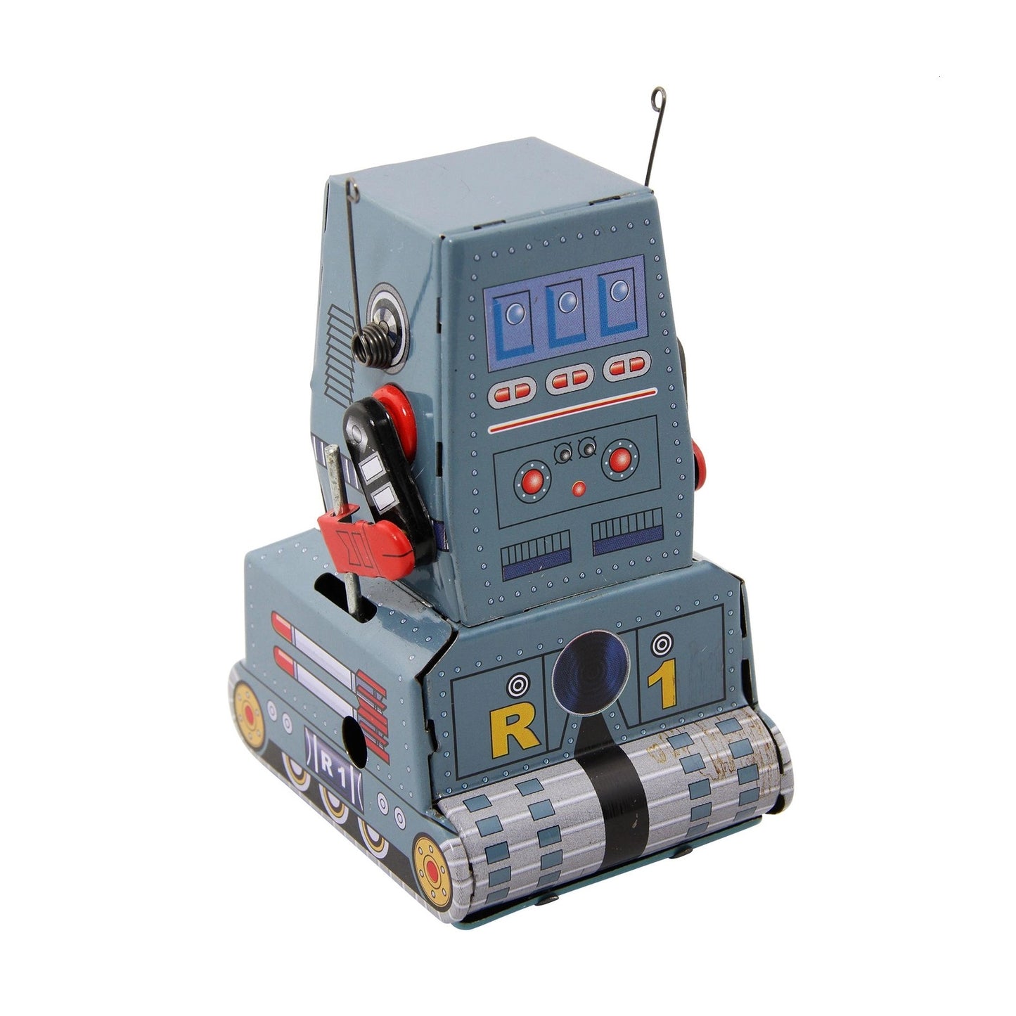 Robot R1 de hojalata gris