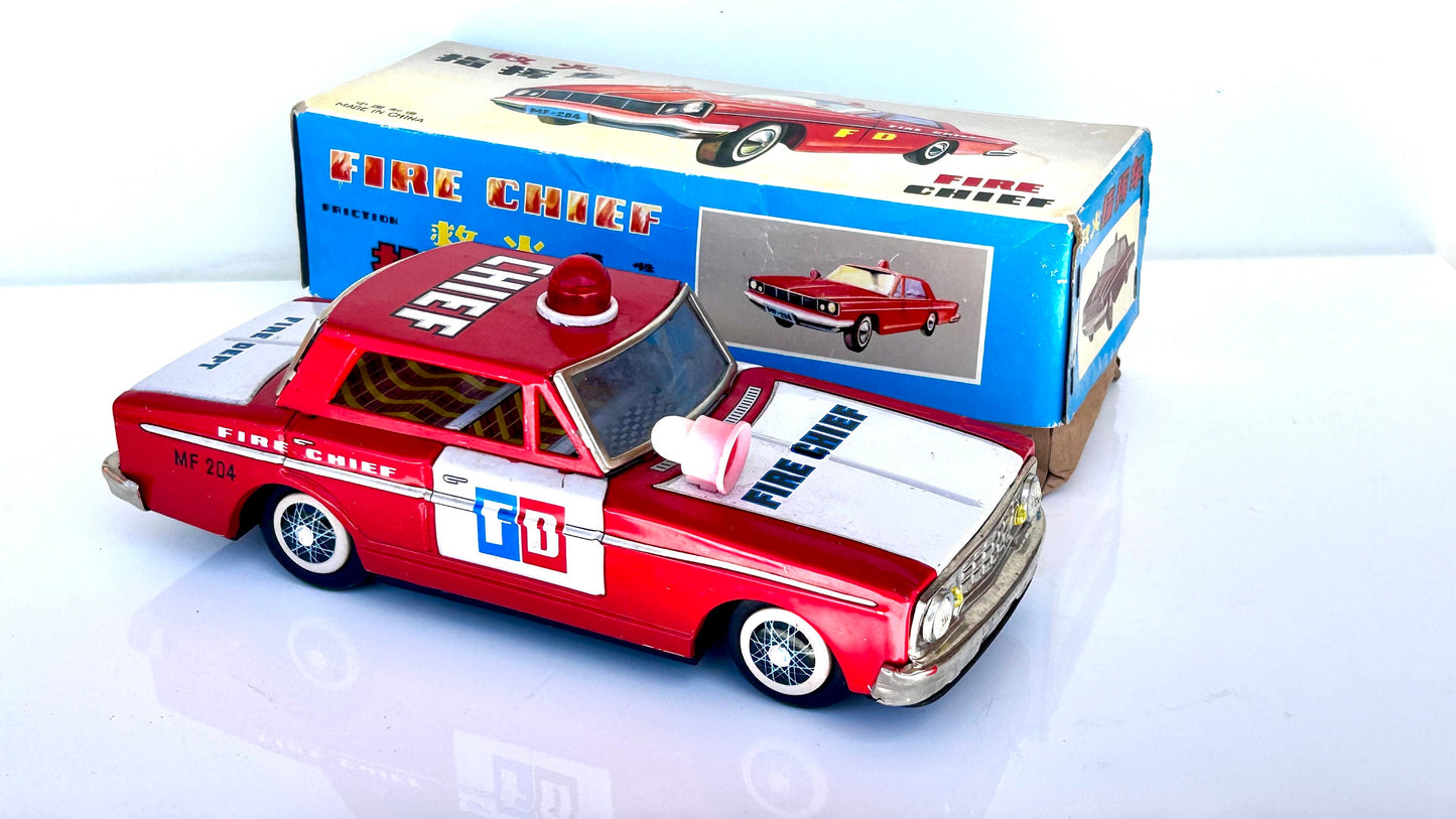 Fire Chief · Coche bomberos hojalata años 70s