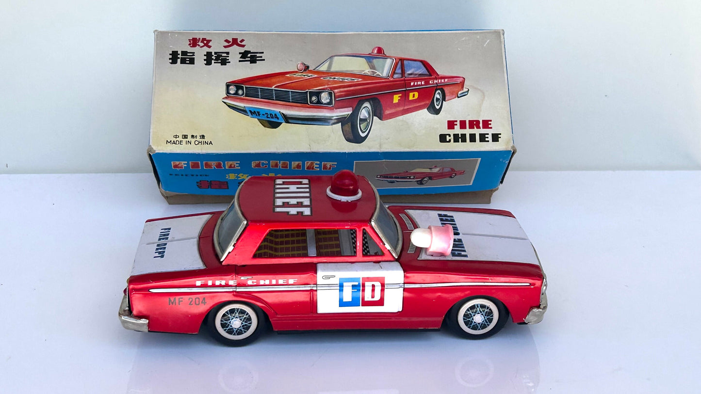Fire Chief · Coche bomberos hojalata años 70s