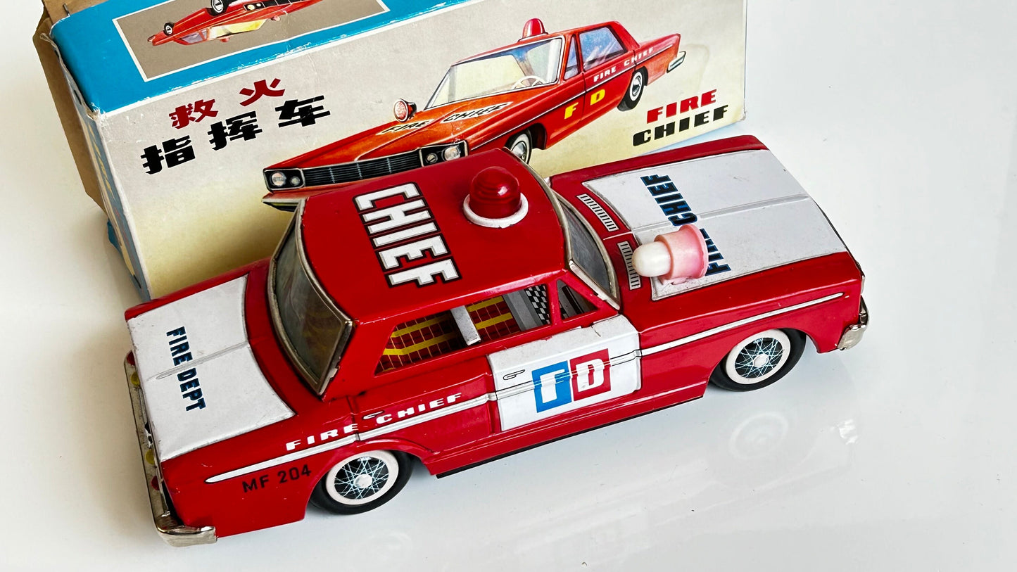 Fire Chief · Coche bomberos hojalata años 70s