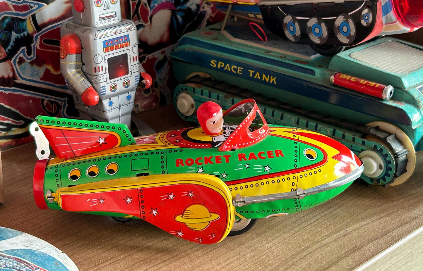 Rocket Racer · Cohete hojalata a fricción