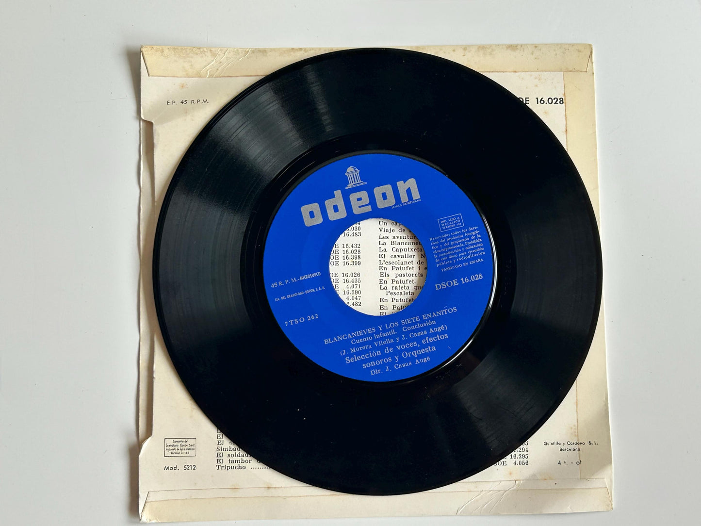 Vinilo Blancanieves · 45 RPM Odeón 1954