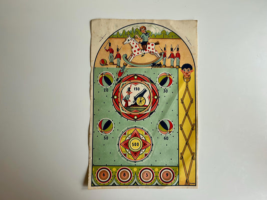 Lámina juego infantil tipo pinball (milloncete) – tabla vintage España (1930s-40s) – para enmarcar o jugar
