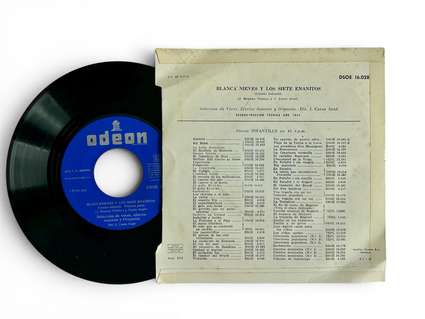 Vinilo Blancanieves · 45 RPM Odeón 1954