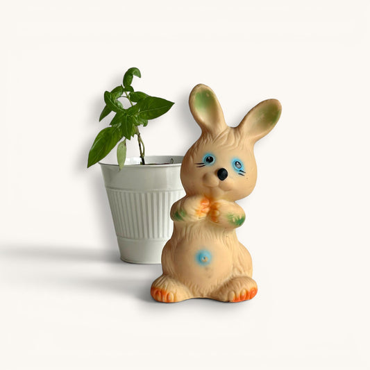 Conejo de goma con chirrido · Vintage años 70s