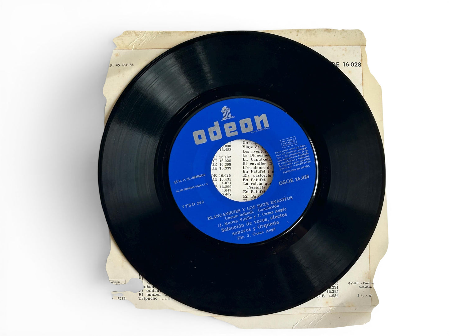 Vinilo Blancanieves · 45 RPM Odeón 1954